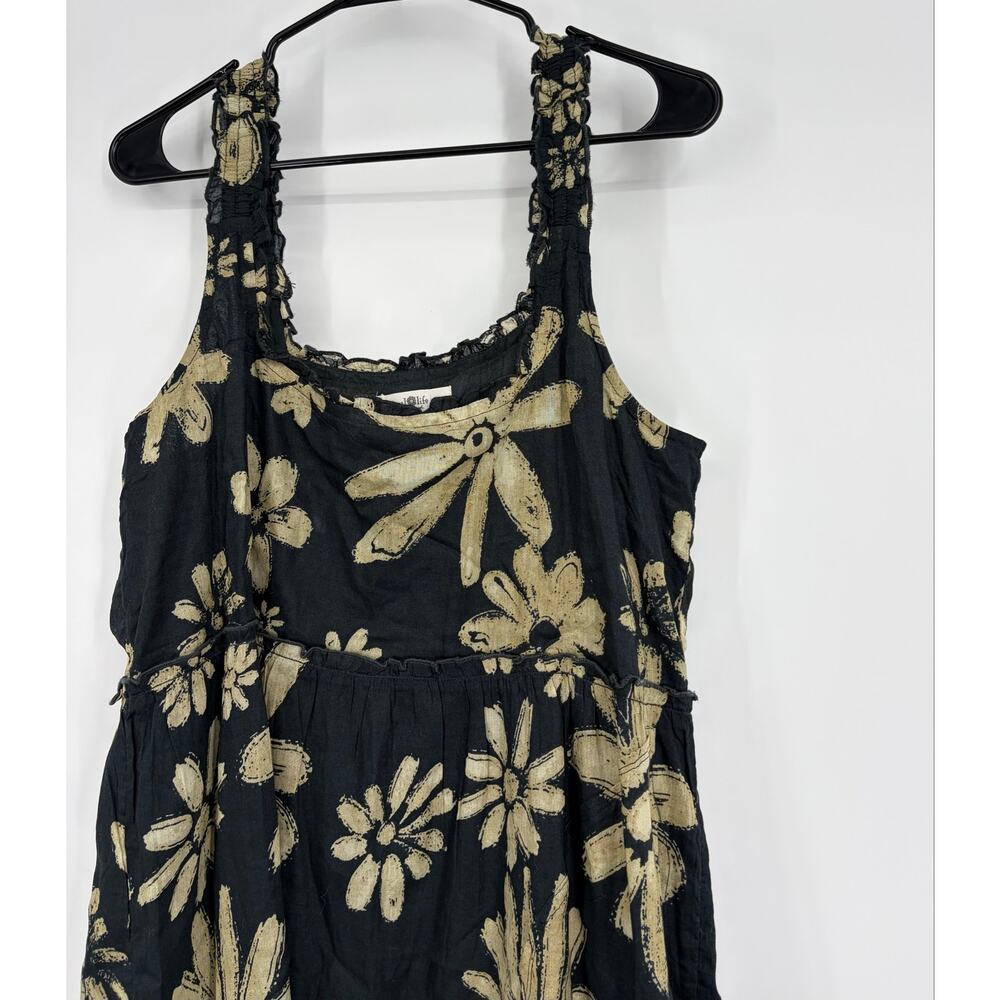 NATURAL LIFE Navy Blue Floral Sleeveless Sundress with Cream Blooms - Picture 3 of 8